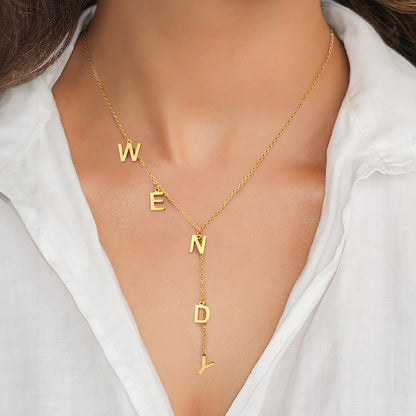 Custom Initials Lariat Name Necklace