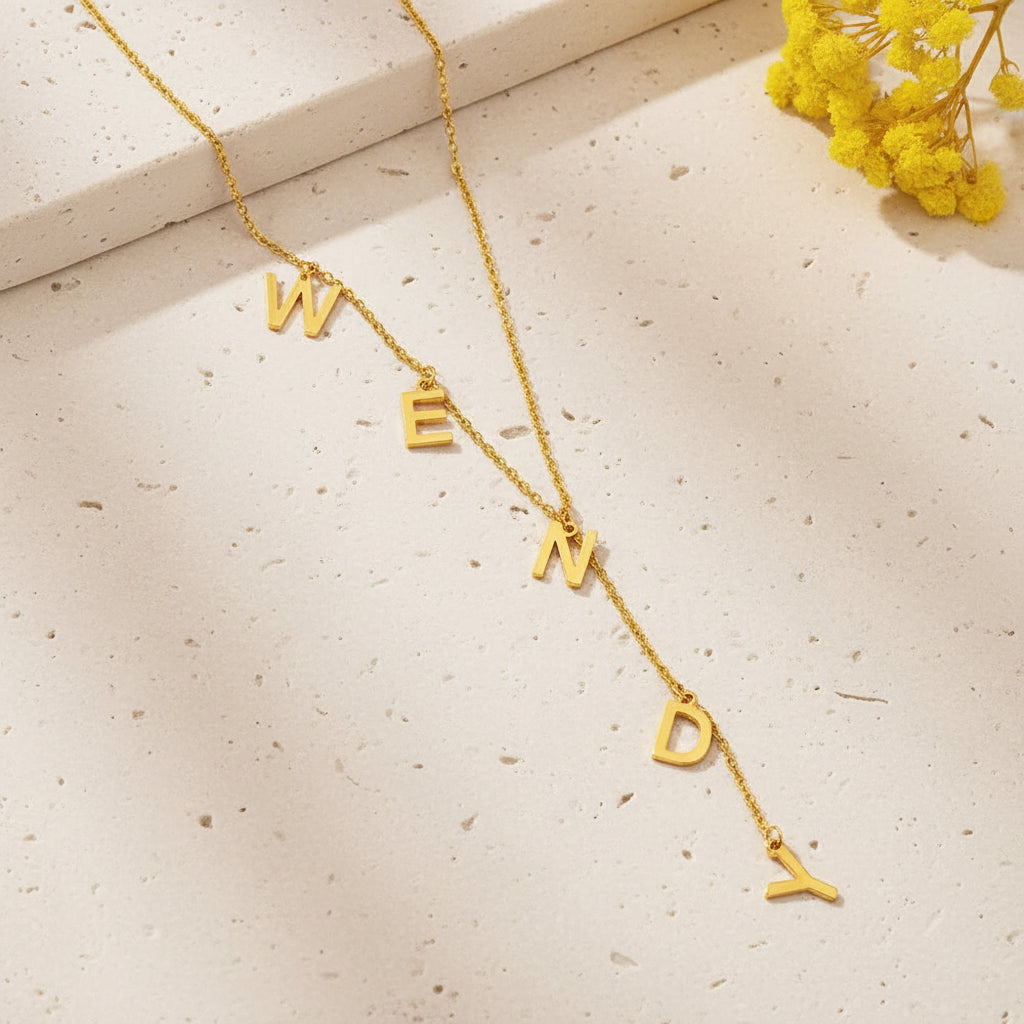Custom Initials Lariat Name Necklace
