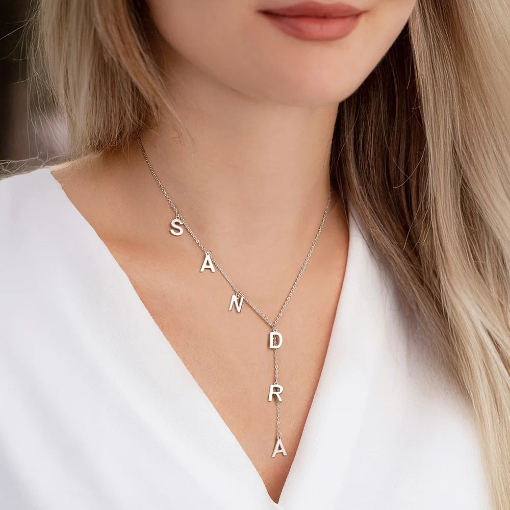Custom Initials Lariat Name Necklace