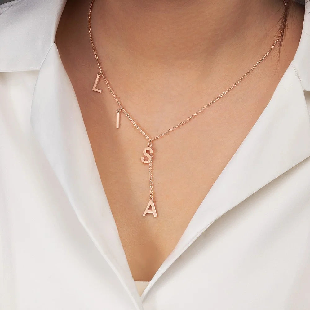 Custom Initials Lariat Name Necklace