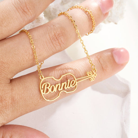 Personalized Name Violin Necklace