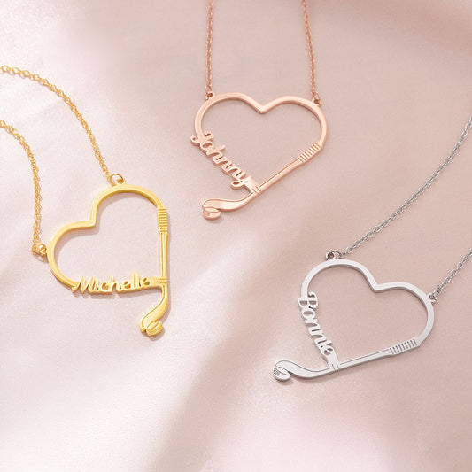 Personalized Name Hockey Heart Necklace