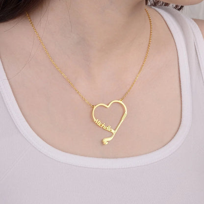 Personalized Name Hockey Heart Necklace