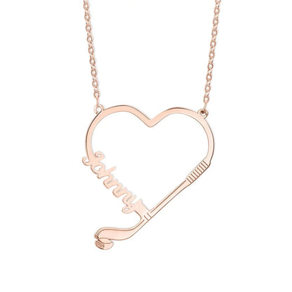 Personalized Name Hockey Heart Necklace