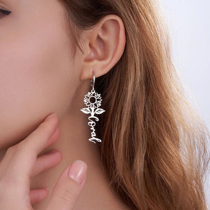 Custom Name Sunflower Hug Earrings