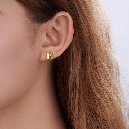 Custom Bubble Initial Letters Stud Earrings