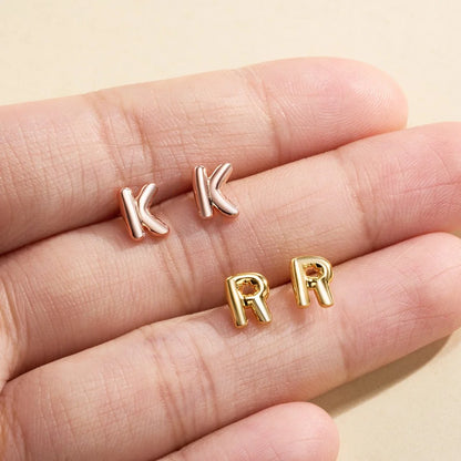 Custom Bubble Initial Letters Stud Earrings