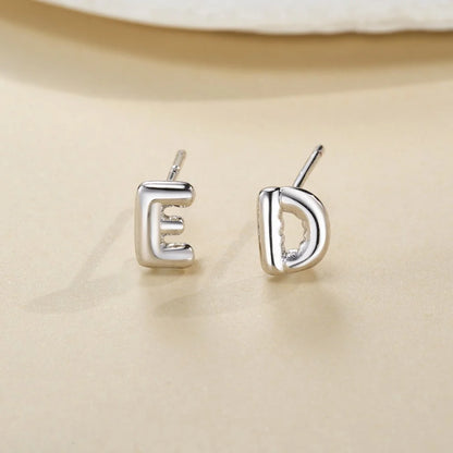 Custom Bubble Initial Letters Stud Earrings