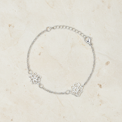 Birth Flowers & Birthstones Chain Bracelet