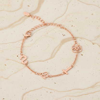 Birth Flowers & Birthstones Chain Bracelet