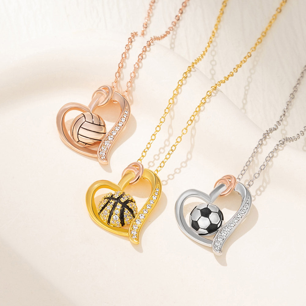 Custom Ball Sports Heart Necklace