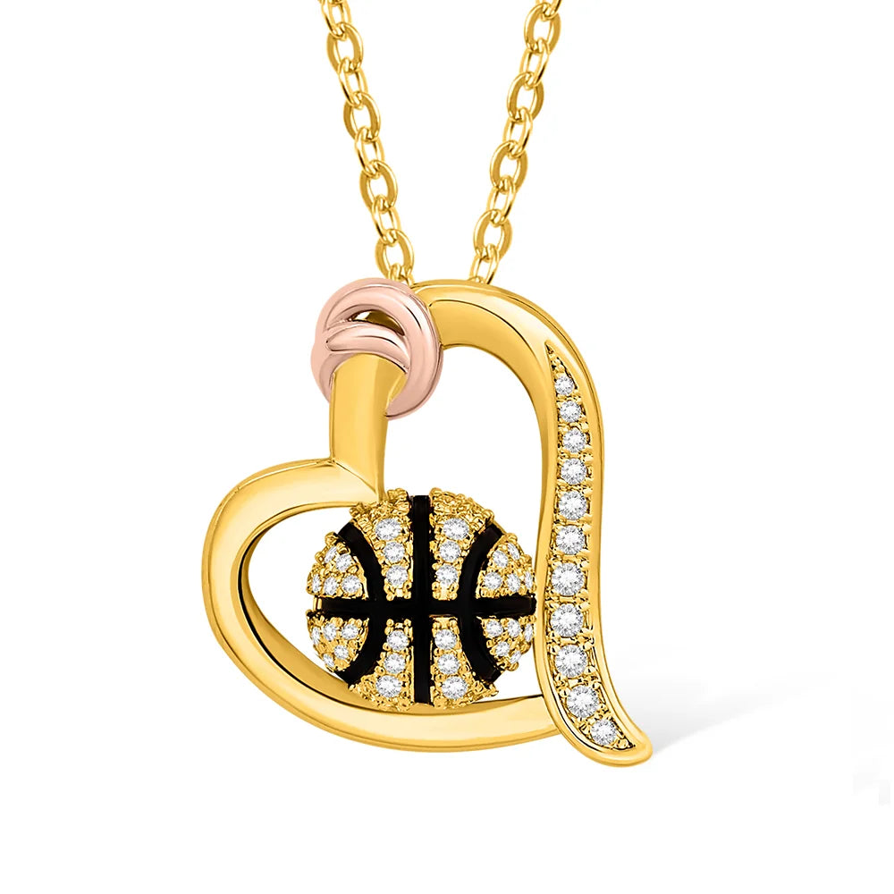 Custom Ball Sports Heart Necklace