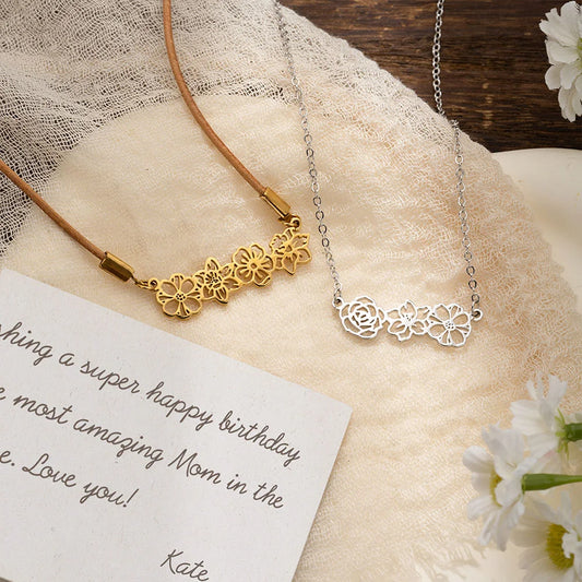 Custom Combined 1-8 Birth Flower Necklace