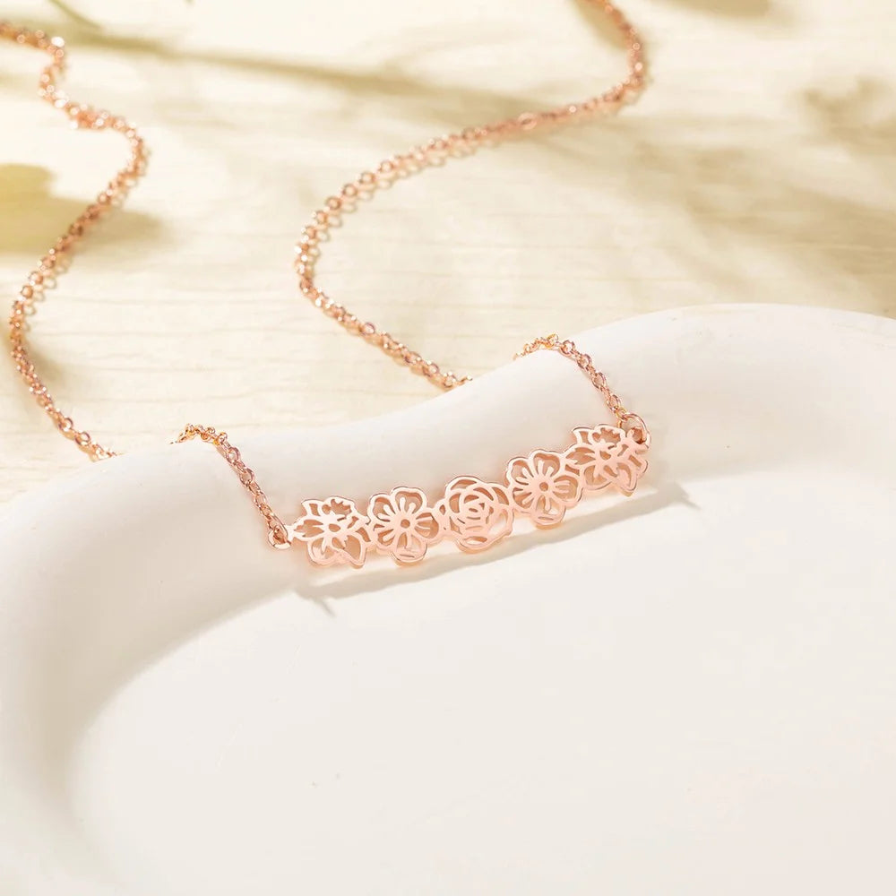 Custom Combined 1-8 Birth Flower Necklace