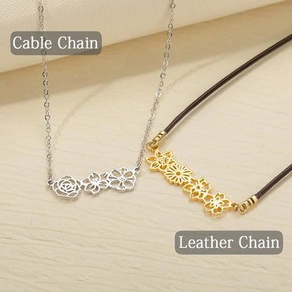 Custom Combined 1-8 Birth Flower Necklace