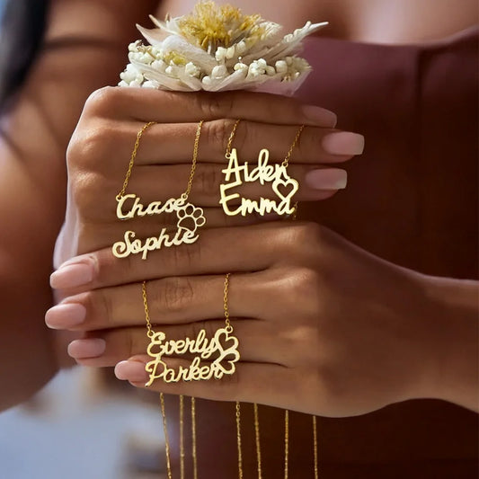 Personalized Double Name Necklace with Symbol