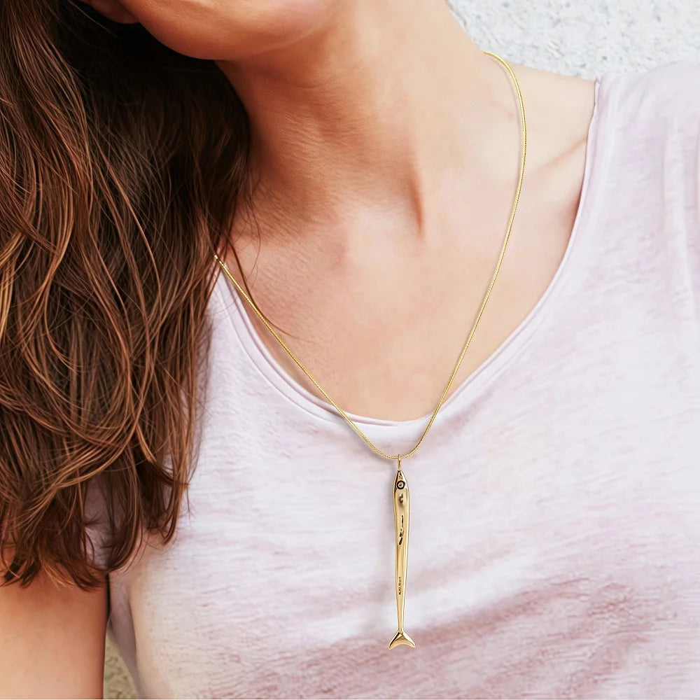 Sardine Fish Pendant Necklace