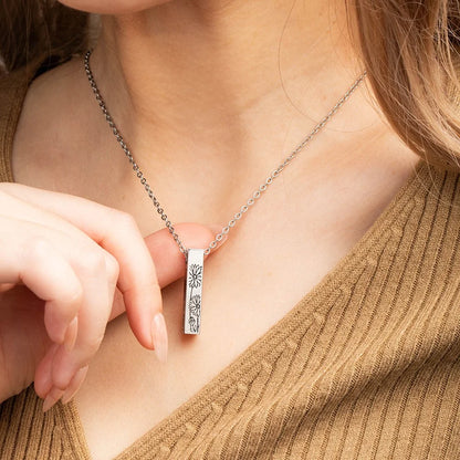 Engraved Bar Birth Flower Urn Necklace