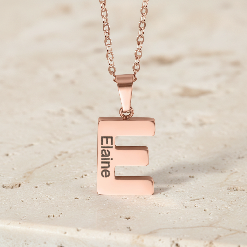 Initial Letter Urn Necklace with Engraved Name