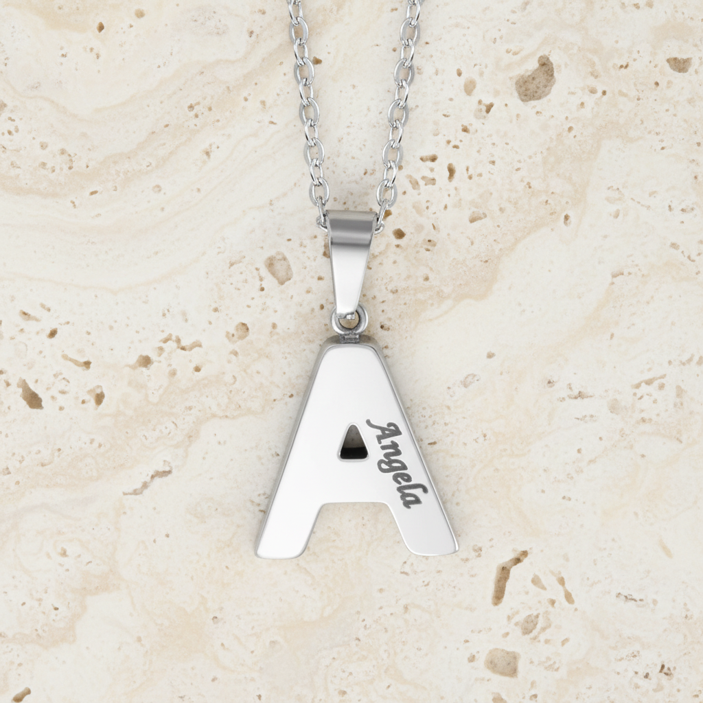 Initial Letter Urn Necklace with Engraved Name