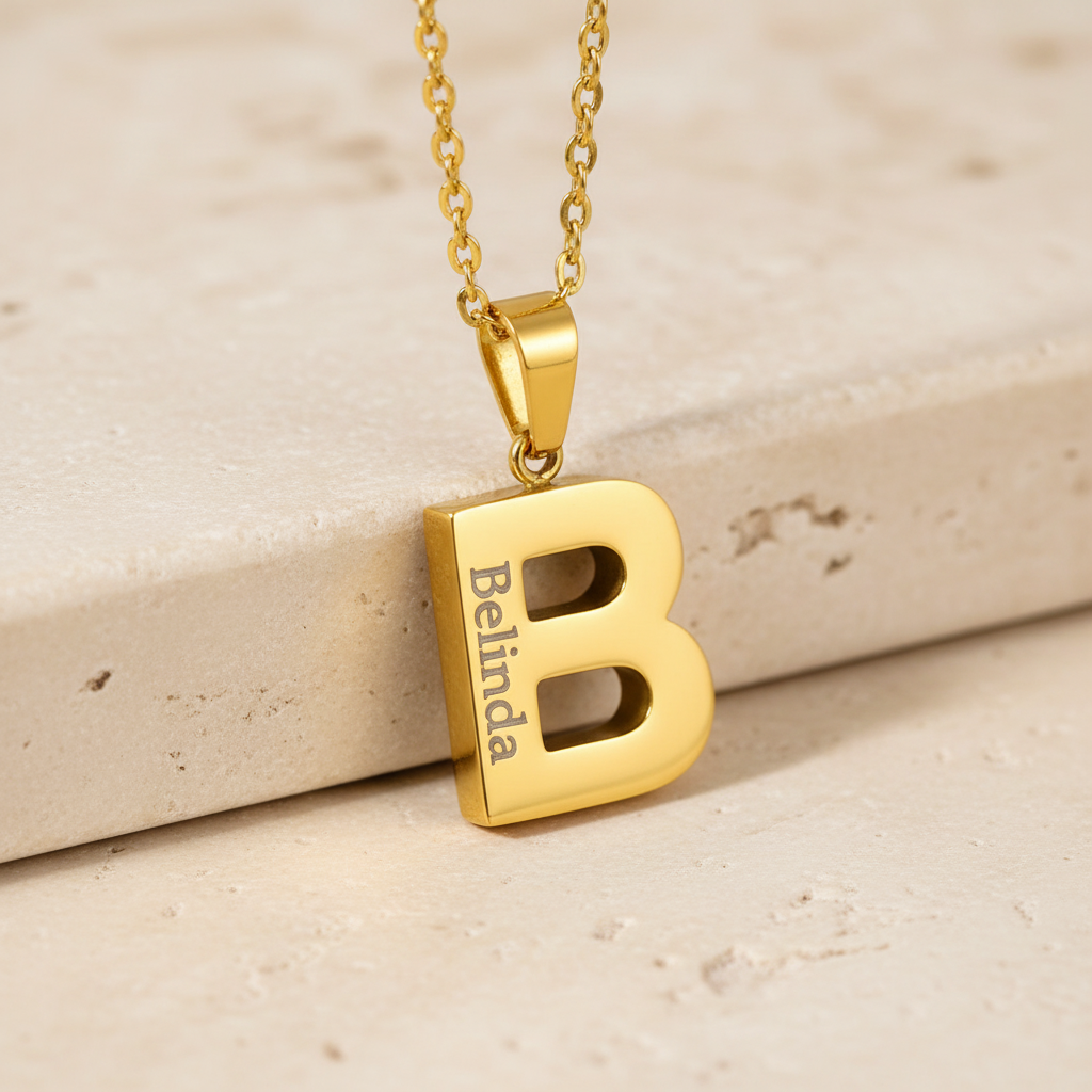 Initial Letter Urn Necklace with Engraved Name