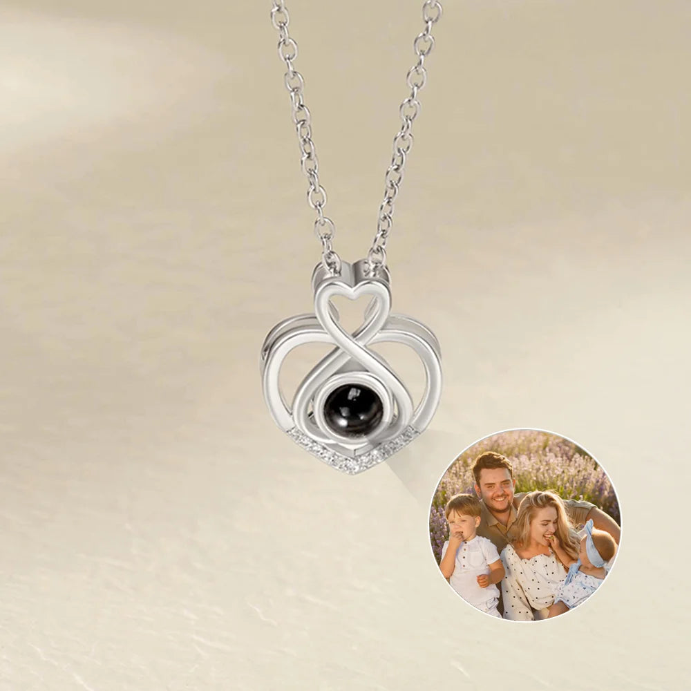 Custom Hearts Photo Projection Necklace