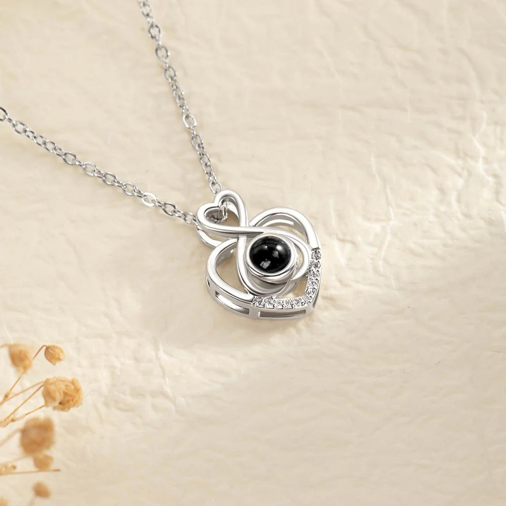 Custom Hearts Photo Projection Necklace