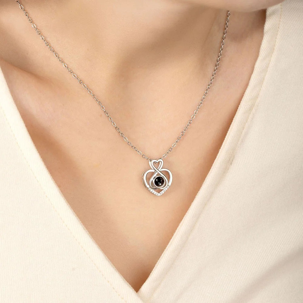 Custom Hearts Photo Projection Necklace
