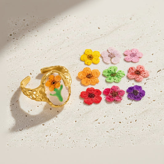 Custom Pressed Flower Signet Ring