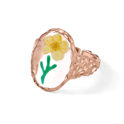 Custom Pressed Flower Signet Ring