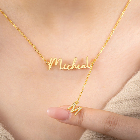 Custom Dangle Name Necklace Initial