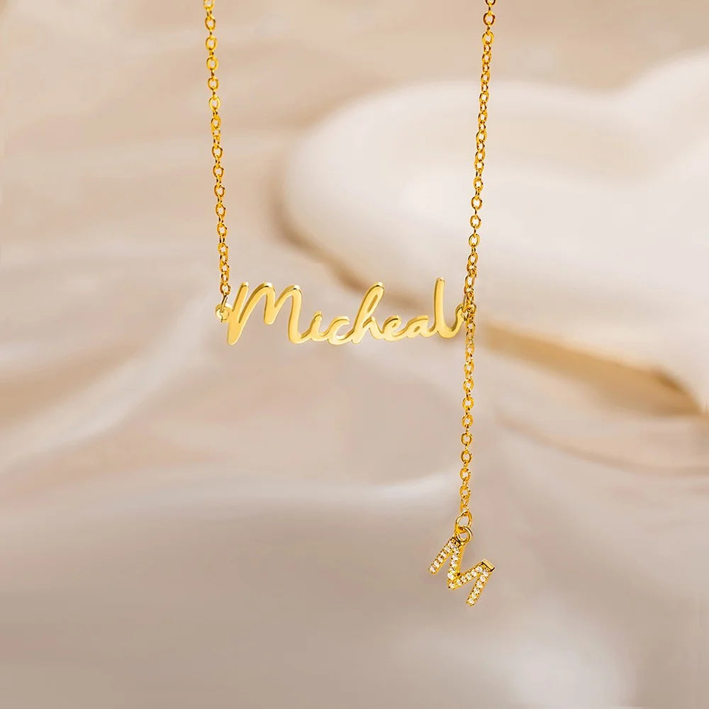 Custom Dangle Name Necklace Initial