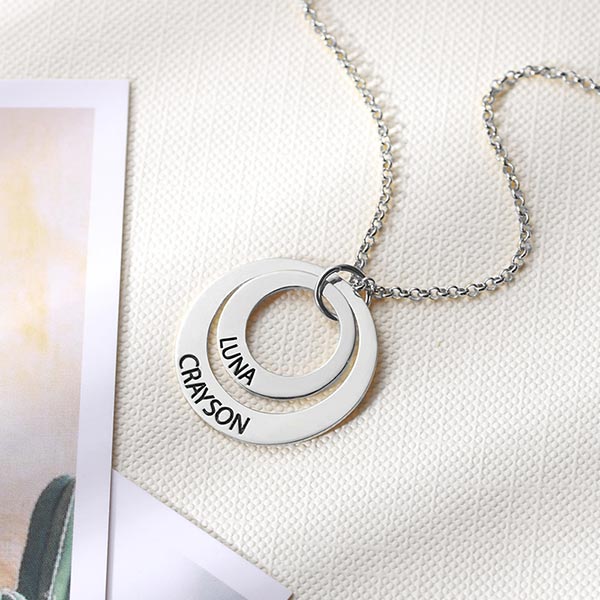 Engraved Family Name Necklace 925 Sterling Silver