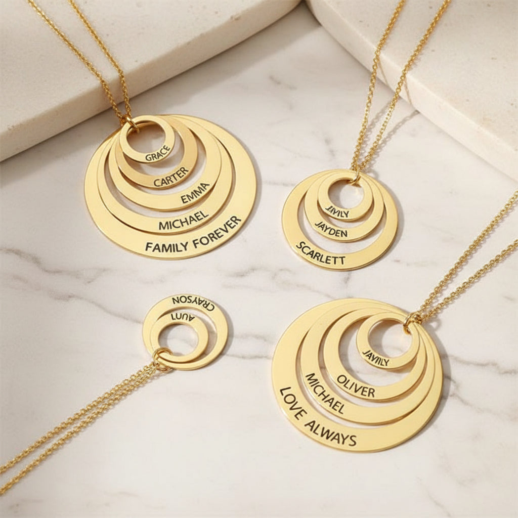 Engraved Family Name Necklace 925 Sterling Silver