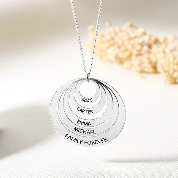 Engraved Family Name Necklace 925 Sterling Silver