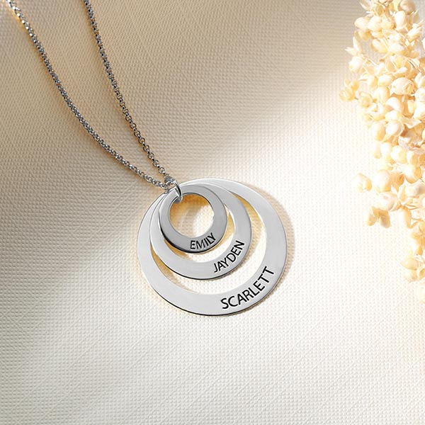 Engraved Family Name Necklace 925 Sterling Silver