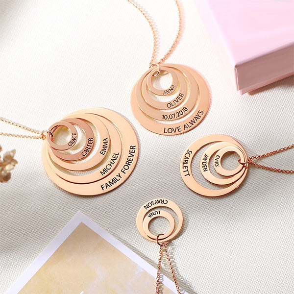 Engraved Family Name Necklace 925 Sterling Silver