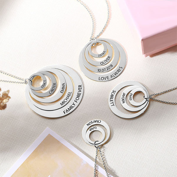 Engraved Family Name Necklace 925 Sterling Silver