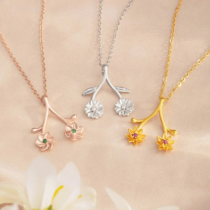 Custom Birth Flower Ring Holder Necklace