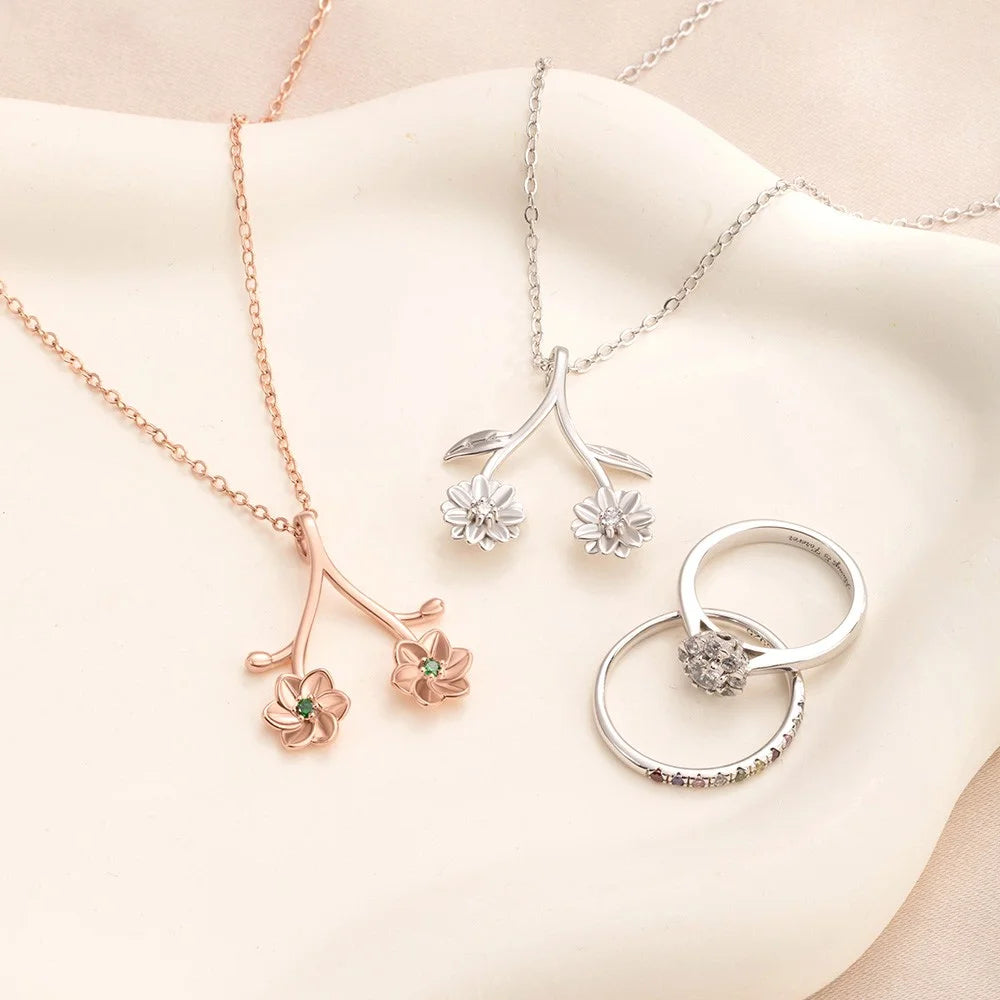 Custom Birth Flower Ring Holder Necklace