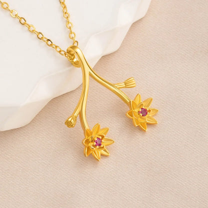 Custom Birth Flower Ring Holder Necklace