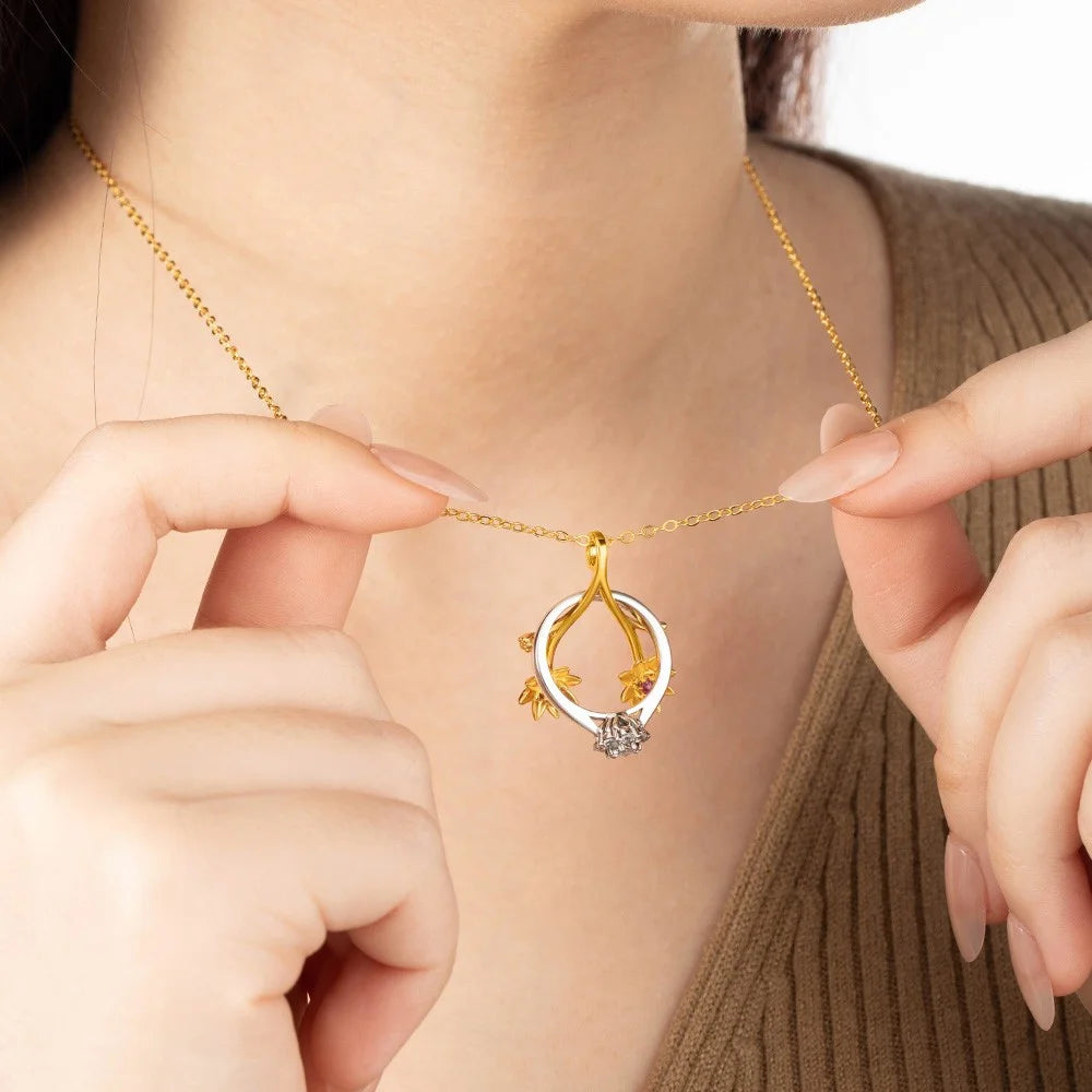 Custom Birth Flower Ring Holder Necklace