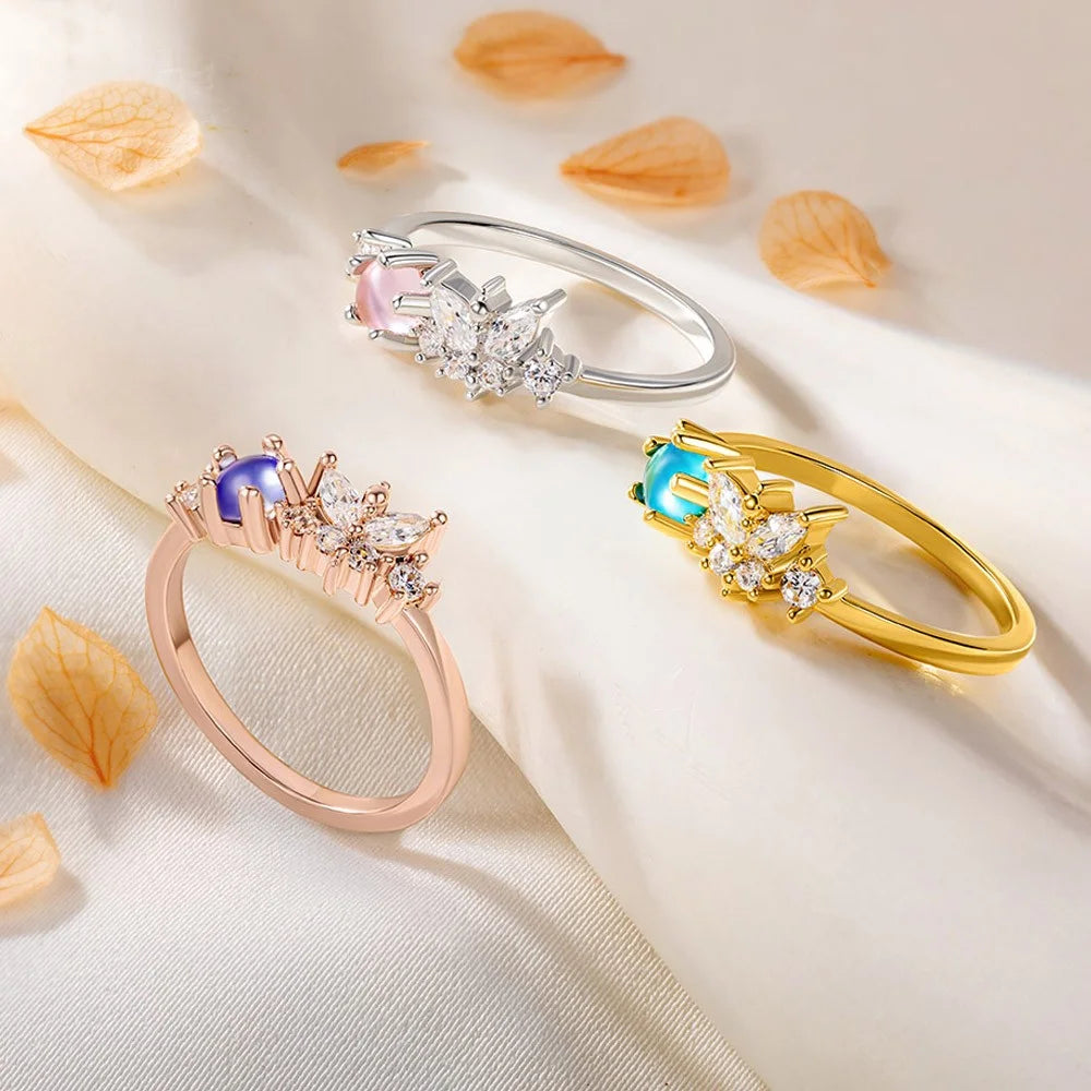 Personalized Birthstone Butterfly Ring