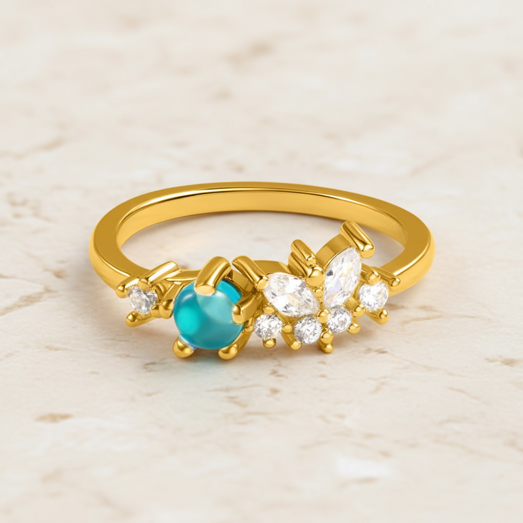 Personalized Birthstone Butterfly Ring