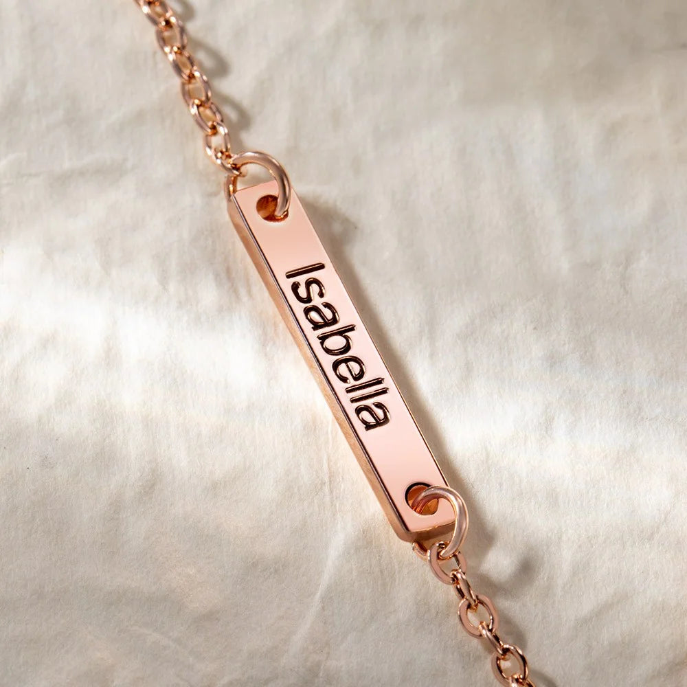 Custom Dainty Name Bar Cross Pendant Necklace