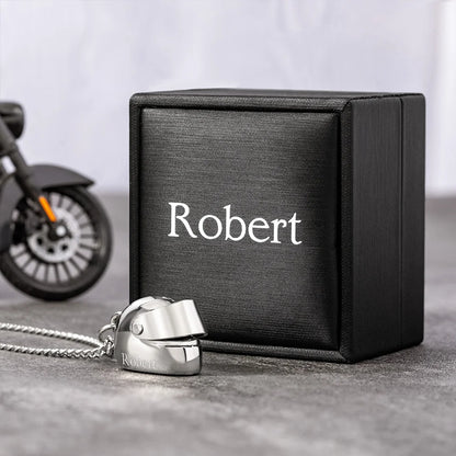 Custom Engraved Motorcycle Helmet Necklace