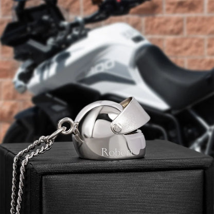 Custom Engraved Motorcycle Helmet Necklace