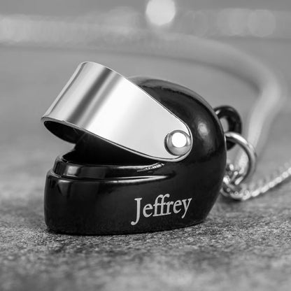 Custom Engraved Motorcycle Helmet Necklace