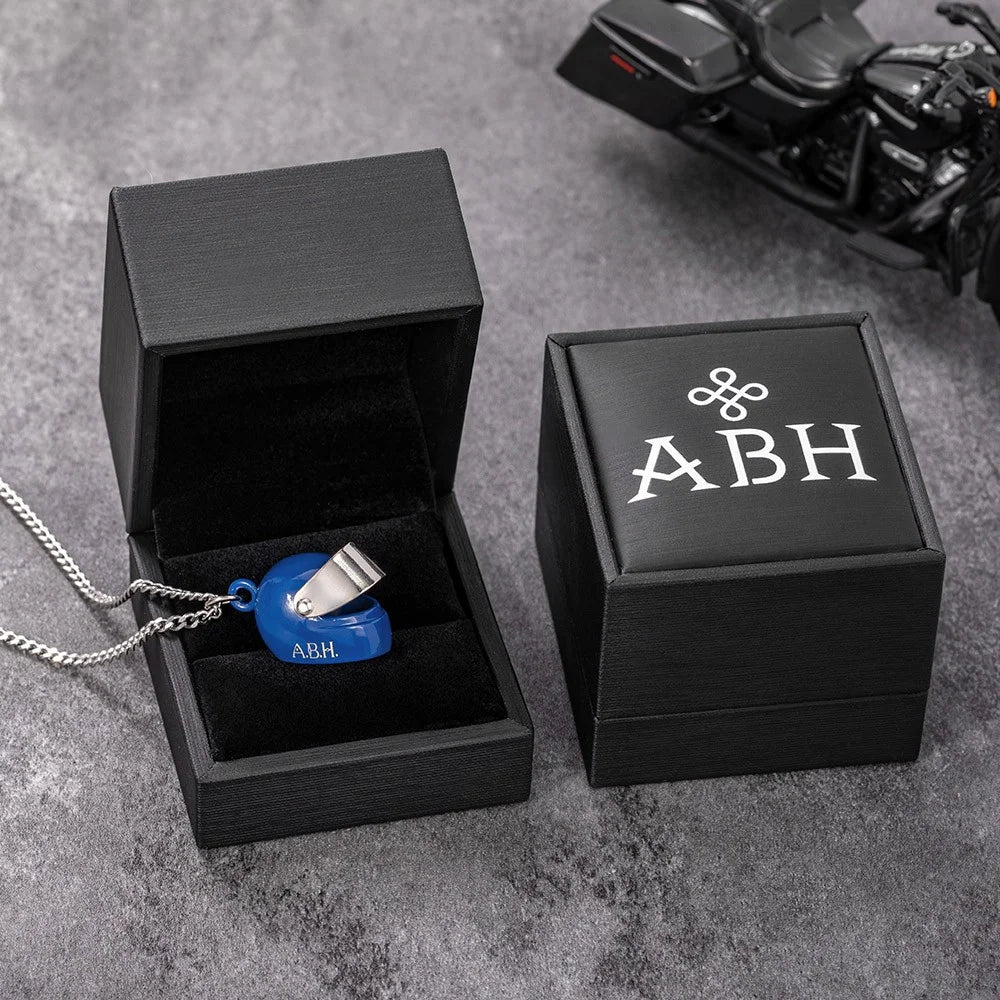 Custom Engraved Motorcycle Helmet Necklace