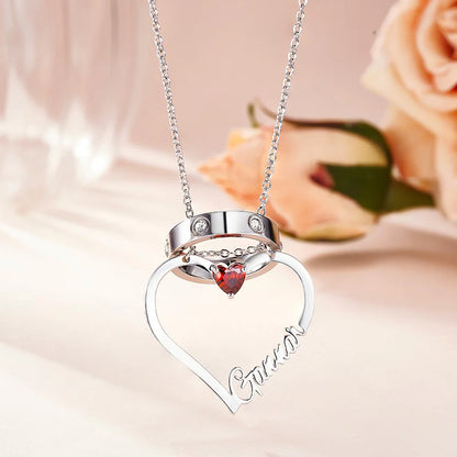 Personalized Heart Necklace with Birthstone & Name